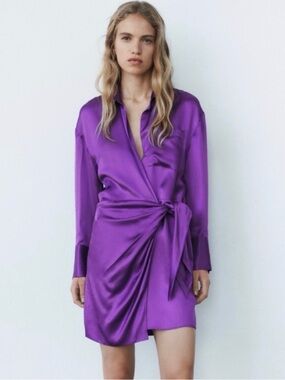 Zara Deep Purple Satin Blouse